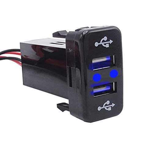 Dual USB Power Socket Charger LED Power Outlet 2.1A Blue