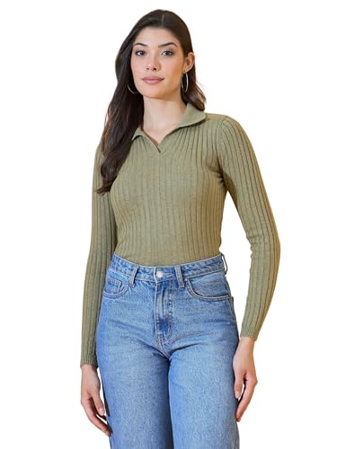 Image of 98 Degree North Women Spread Collar Sweater-G1165-BROWN
