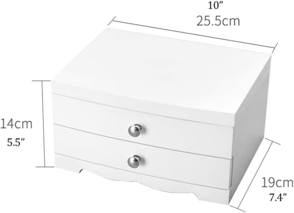 Przechowywanie Biżuterii 2 Warstwy Drewniane Pudełko Na Biżuterię Biały Vintage Drewniany Organizer Biżuterii Z Lustrem Naszyjnik Pierścionki Taca Do Przechowywania Pudełko na Biżuterię
