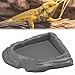 Baoblaze Turtle Water Dish Feeding Bowl Habitat Decor Decorative Corner Tortoise Water Dish for Turtle Frogs Snake Pet Supplies Gecko, Gray