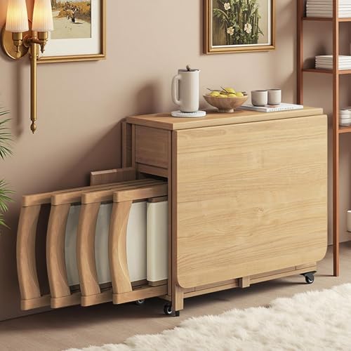 Juego de mesa y sillas plegables, mesa de comedor extensible para 4, diseño compacto que ahorra espacio para cocina y comedor