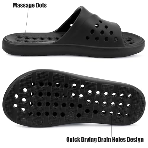 Image of Shower Shoes for Womens Mens Slides | Quick Drying,with Arch Support,Beach Sandals,Non Slip,Summer,Bathroom,Indoor,Massage House Slippers,Drain Holes