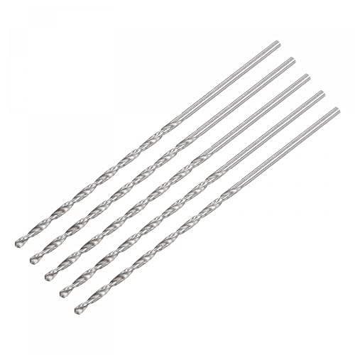 uxcell 5 Pcs 2mm Mini Micro Twist Drill Bits, High-Speed Steel Straight Shank Extra Long Drill Bit 85mm for Aluminum Alloy