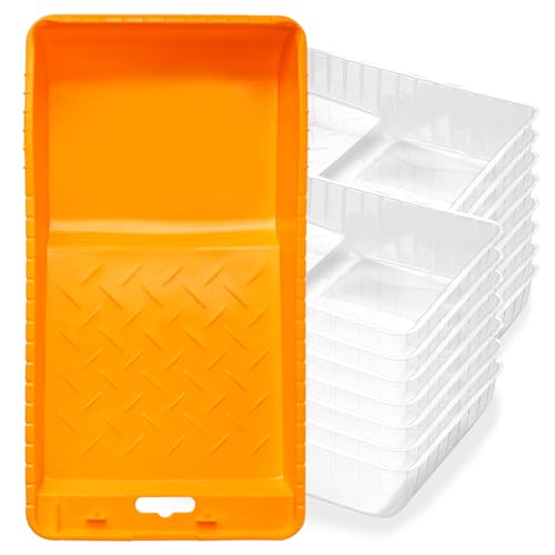 Mister Rui Paint Tray 4 Zoll Kunststoff Farbe Tray mit 15 Stück Farbe Pfanne Liners Einweg-Farbe Tray Farbe Roller Tray Transparent Farbe Tray Liners für Malerei