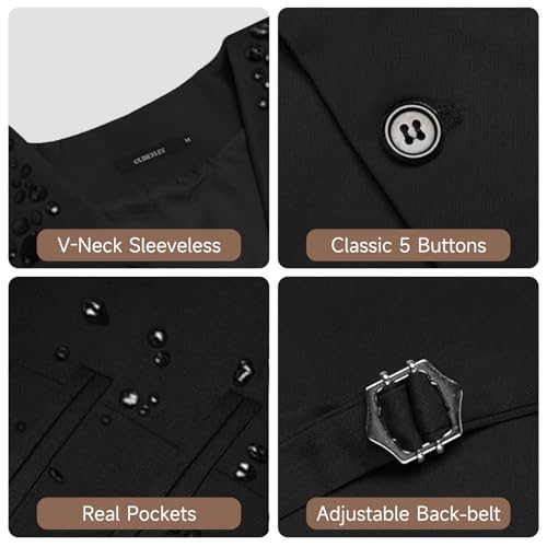 Men's Beads Suit Vest Slim Fit Buesiness Wedding Waistcoat Formal Casual Vests4