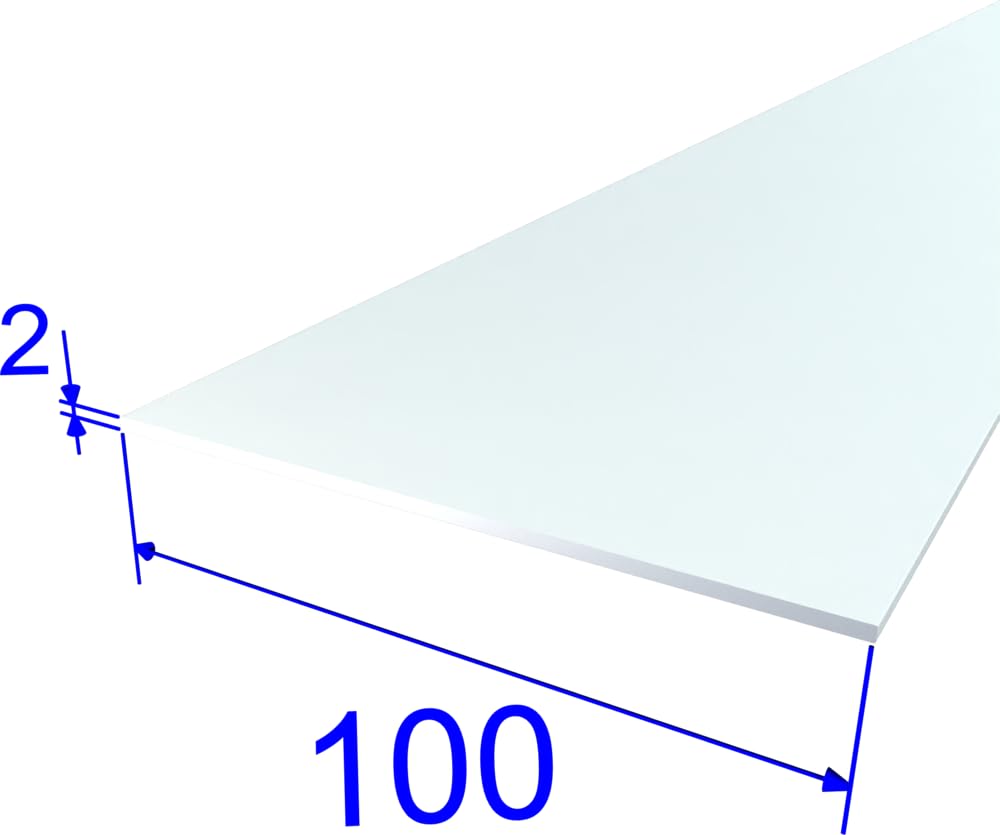 FaiX3.it - Perfil plano 100x2 mm de aluminio, lacado RAL 9010 "blanco puro" mate, longitud 2500 mm