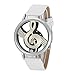 Imagen de TMISHION Par Reloj de Cuarzo Moda Deporte analógico Redondo Hueco Nota Musical dial PU Pulsera Reloj de Pulsera Regalo para su Persona Especial 2 Colores
