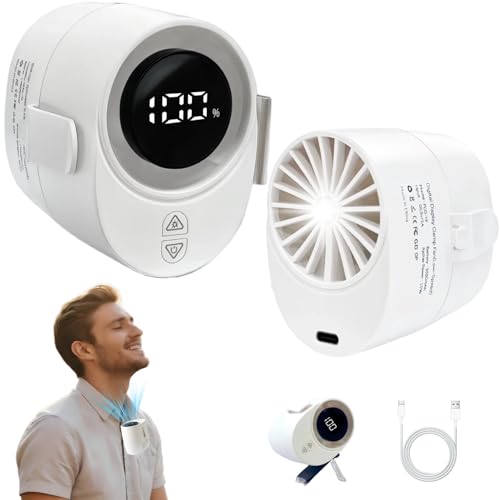 CHICWAY Portable Clip On Fan, 6-Speed Small Waist Fan with LED Display, 20H Rechargeable Personal Fan with Flashlight, Hands-Free Shirt/Belt/Desk Mini Fan for Outdoor, Travel, Camping