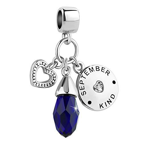 Image of Korliya Heart Love Birthday Simulated Water Drop September Birthstone for Snake Chain Bracelets