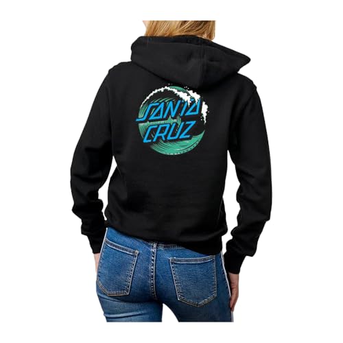 SANTA CRUZ Wave Dot P/O Hooded Midweight Sweatshirt Black Med Youth
