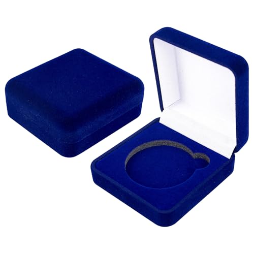 Caja para monedas de medalla terciopelo 2 pack azul compacto