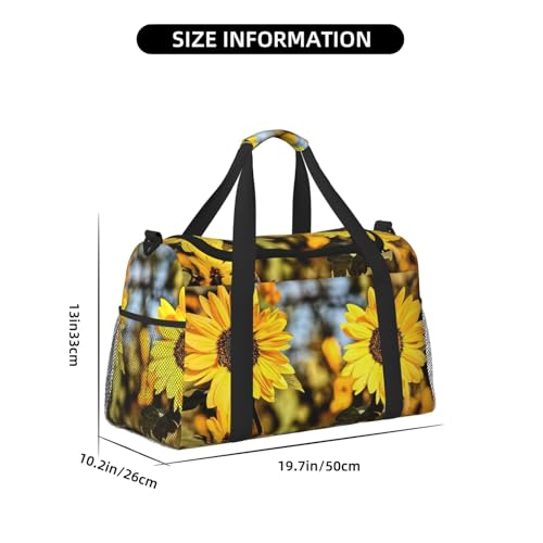 Grand sac de voyage pliable motif tournesol imperméable - 4