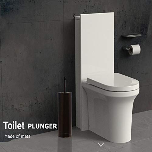 Image of Bronze Toilet Plunger with Holder for Bathroom Metal Canister Holder Drip Cup, Heavy Duty, Deep Cleaning,Quick Dry Bronze