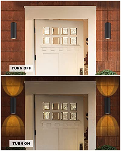 Image of Ken & Ricky Cylinder Outdoor Wall Sconce Lights,Up and Down,Black,4 Pack