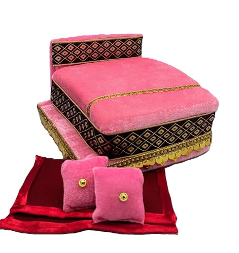 Image of RD Handicraft Thakur ji Bed, Laddu Gopal ji Bed, Bal Gopal ji Bed with Blanket |Pink (17x16x10 cm)