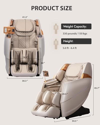 Image of Upgrade 4D Massage Chair Zero Gravity | Massage Chair Full Body and Recliner AI Voice Control Shiatsu Massage Chairs Auto Legrest Calf & Foot Rollers Heated | Program Customization Beige
