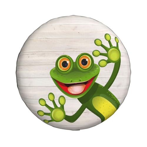 Image of Frog Wood Texture Spare Tire Cover for Rv SUV Trailer Truck- Funny Cute Decor Tire Cover Polyester Wheel Covers Universal Fit for Outdoor Camper Travel,17 inch