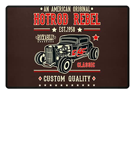 Generisch An American Original Hotrod Rebel Rockabilly Custom Quality - Fußmatte -60x40cm-Brown