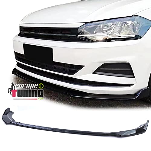 05556 - Spoiler Avant Sport Noir Brillant pour Pare Chocs Compatible VW Volkswagen Polo 6 2G 2017-2021