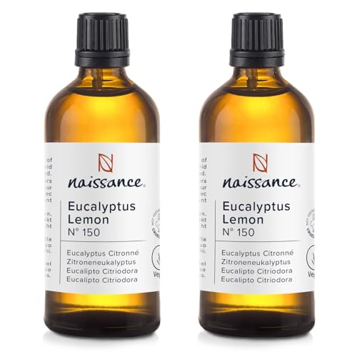 Naissance Aceite Esencial de Eucalipto Citriodora (No. 150) - 200ml (2x100) - Puro, Natural - para Aromaterapia, Difusor, Masajes - Velas, Jabon, Baño