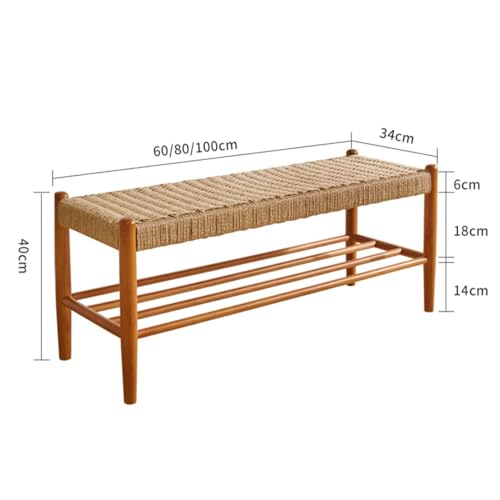 Banc d'entrée solution rangement chaussures avec coussin en corde tressée - 3