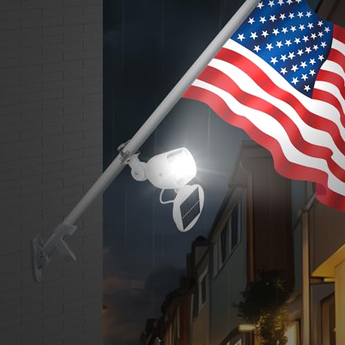 enrybia Flagpole Light Solar Powered, 2 in 1 House Mounted Solar Flag Pole Light, Adjustable Metal Clamp Fits 1-3.5 in Diameter Flagpole, Brightest 4 LED Flag Lights Outdoor Waterproof Dusk to Dawn - Thumbnail 2