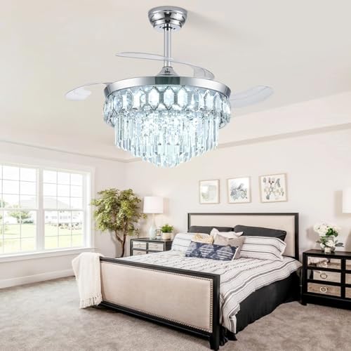 Image of FIDGRA 48'' Fandelier Ceiling Fan with Light, Chandelier Fan, Chrome