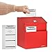 Adir Wall Mountable Steel Suggestion Box with Lock - Donation Box - Collection Box - Ballot Box - Key Drop Box (Red) with 25 Suggestion Cards