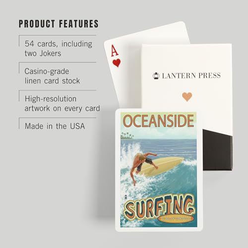 Lantern Press Oceanside California Surfer Scene naipes poker miniatura 3