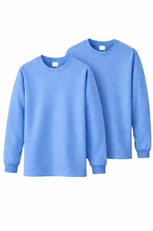 Image of Gildan Men's Heavy Cotton Long Sleeve T Shirt Style (G5400) 2 Pack Carolina Blue