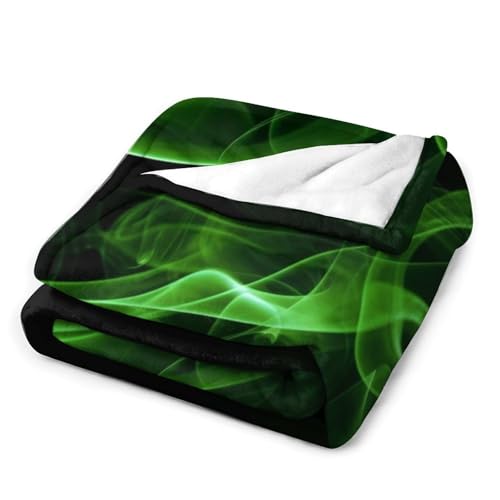 Couverture flanelle anti-boulochage légère et douce vert fumé
