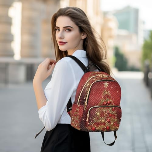 Image of ALAZA Merry Christmas Tree Bell Ball Women Backpack Purse Ladies Fashion Shoulder Bag Daypack Travel Bag 7.5L