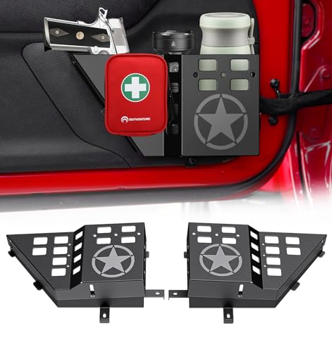 Updated Metal Front Door Storage Box Pockets Fit for JK JKU Wrangler, Adjustable Side Insert Organizer Box for Wrangler JK JKU 2007 2008 2009 2010 2011-2018 Interior Door Storage Accessories 2PCS