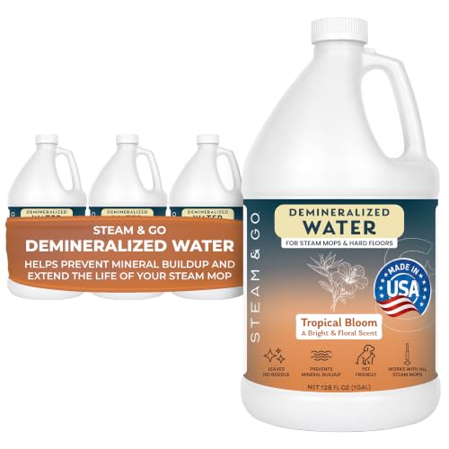Image of Steam & Go Demineralized Water for Steam Cleaners, Tropical Bloom, 4 x 1 Gallon