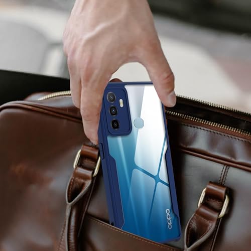Image of A rtistque Clear Hard Transparent Acrylic Armor Back Cover Case for Oppo A53 4G | Shockproof TPU Edge Protection | Slim Protective Design | Oppo A53 Back Cover - Blue