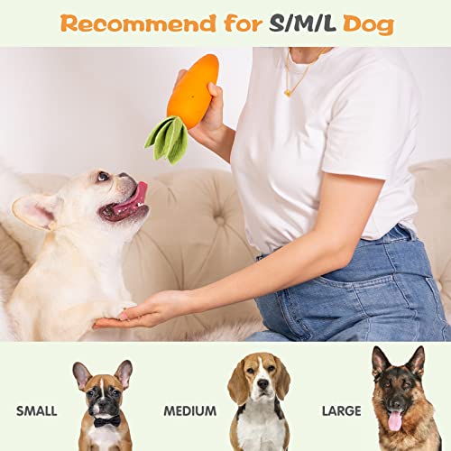 Heykey Squeaky Dog Chew Toys For Aggressive Chewers, Indestructible Dog Toys For Aggressive Chewers, Tough Durable Teeth-Cleaning Rubber Squeaky Dog Chew Toys For Puppy Medium Large Dogs, Milk Flavor #TOP4