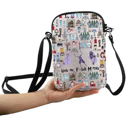 PXTIDY Halloween Haunted Horror Mansion Roles Crossbody Bag Welcome Mortals Foolish Crossbody Purse Ghosts Inspired Gifts 7