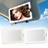 2PCS LED Mirror for Car Sun Visor Accessories,Mid-Size Car Visor Mirrors with 3-Color Dimmable Lights,Lighted Rear View Mirror for Universal Vehicle(BLACK)