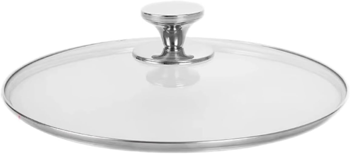 Pan Lid, Frying Wok Stainless Steel Top Cooking Cover Pans Glass Handle Pot Stove(28cm)