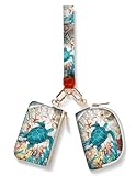 Coin Purse Keychain for Women，Wristlet Wallets for Women, Dual Pouch Wristlet Keychain Wallet for Women, Small Wallet Wristlets with Coin Pouch for Travel Daily Use(Sea Turtle)