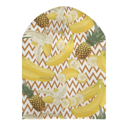 Tropical Banana Pineapple Pattern Kids Beanie Hat for for Girls Boys Children Cap Winter Knitted Chemo Cancer Headwear Accessories Gifts Decoration Black3