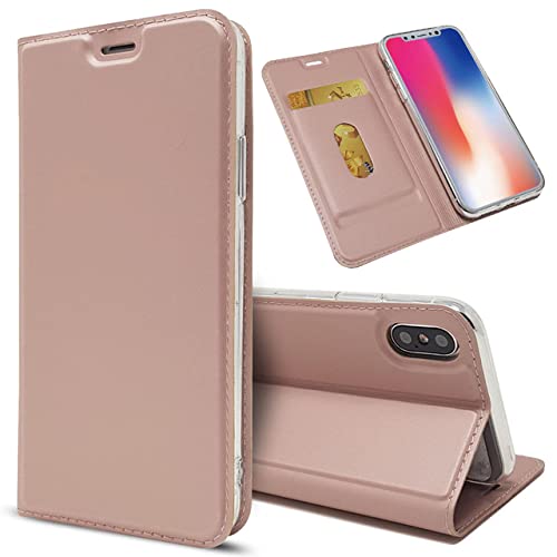 Étui à rabat en cuir magnétique pour Samsung Galaxy S22 Plus rose avec porte-cartes
