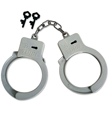 Preisvergleich Produktbild Handschellen, Kunststoff, mit Schlüssel, Polizei, Karneval, Accessoire