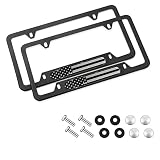 Car License Plate Frame, 2PCS American Flag Patrioric Stainless Steel License Plate Holder/Cover wit