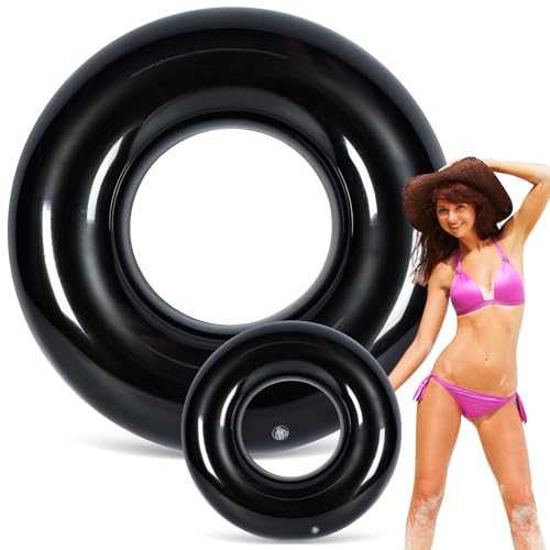 Vertintong 1 Pack 41 Inch Inflatable Pool Floats for Women Swimming Pool Rings Summer Tubes for Floating Beach Pools Summer Party (Black) - image 1