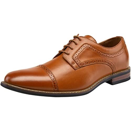 Jousen Men's Dress Cap Toe Shoes Wingtip Brogue Oxfords for Men Business Formal Derby Shoes