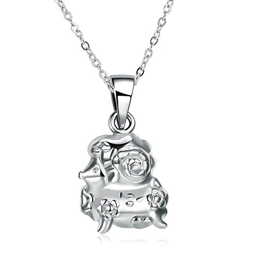Pendentif mouton blanc et chaîne en argent plaqué 45 cm pour femme
