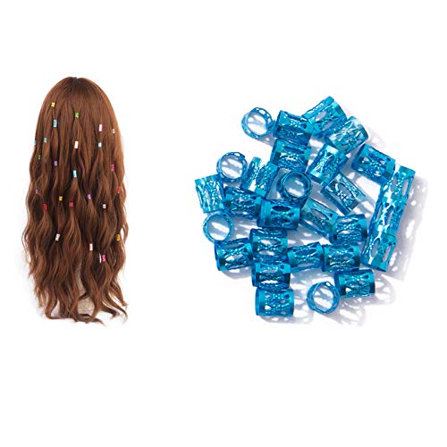 Aluminum Dreadlocks Adjustable Metal Hair Cuffs Hair Braiding Beads Filigree Hair for Hair Accessories Decorations 100PCS Blue