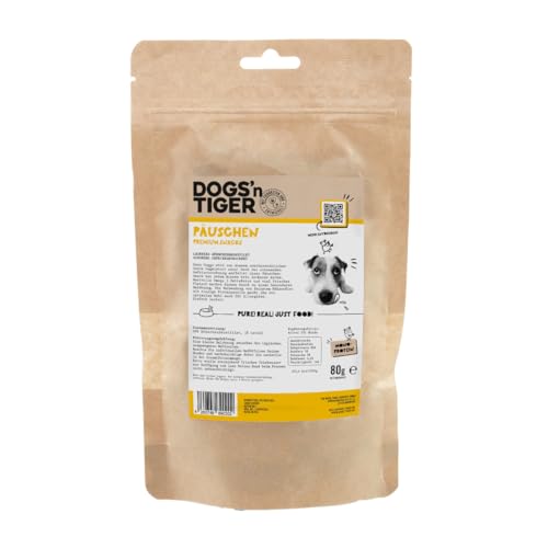 Dogs'n Tiger Adult Hundesnacks, Päuschen, Hundeleckerlis aus 99% Fleisch– artgerechter Hundesnack ohne Zucker, Getreide & künstliche Aromen – gut verträglich (gefriergetrocknete Hühnchenbrust, 4X 80g