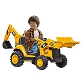 Kid Trax 12V CAT Backhoe Loader - Ride On Excavator Construction Toys for Boys w/Realistic Sounds, 2.5-5 mph Mini Bulldozer, Indoor/Outdoor Tractor Toys, Sturdy Toy Cars for Toddlers 3-6, Up to 66lbs